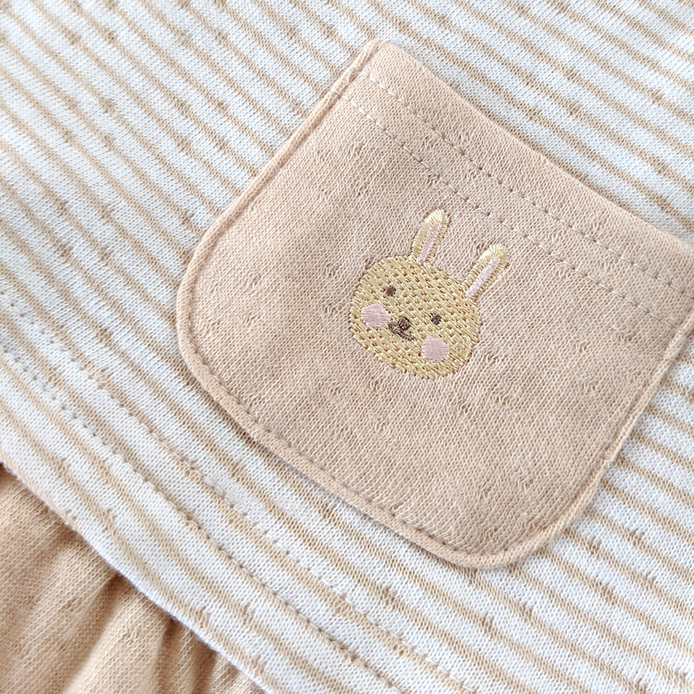 有機棉兒童/幼兒雙層彩長袖衣裙-褐條 | 藍天畫布有機棉