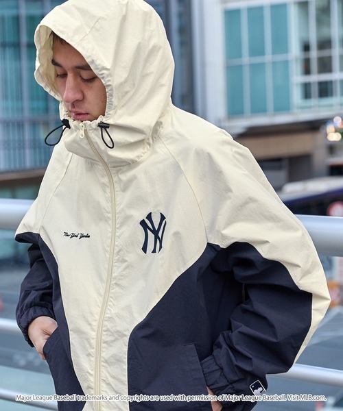 【預購】MLB 大LOGO 拼色抽繩風衣外套 3色 MLBWIN