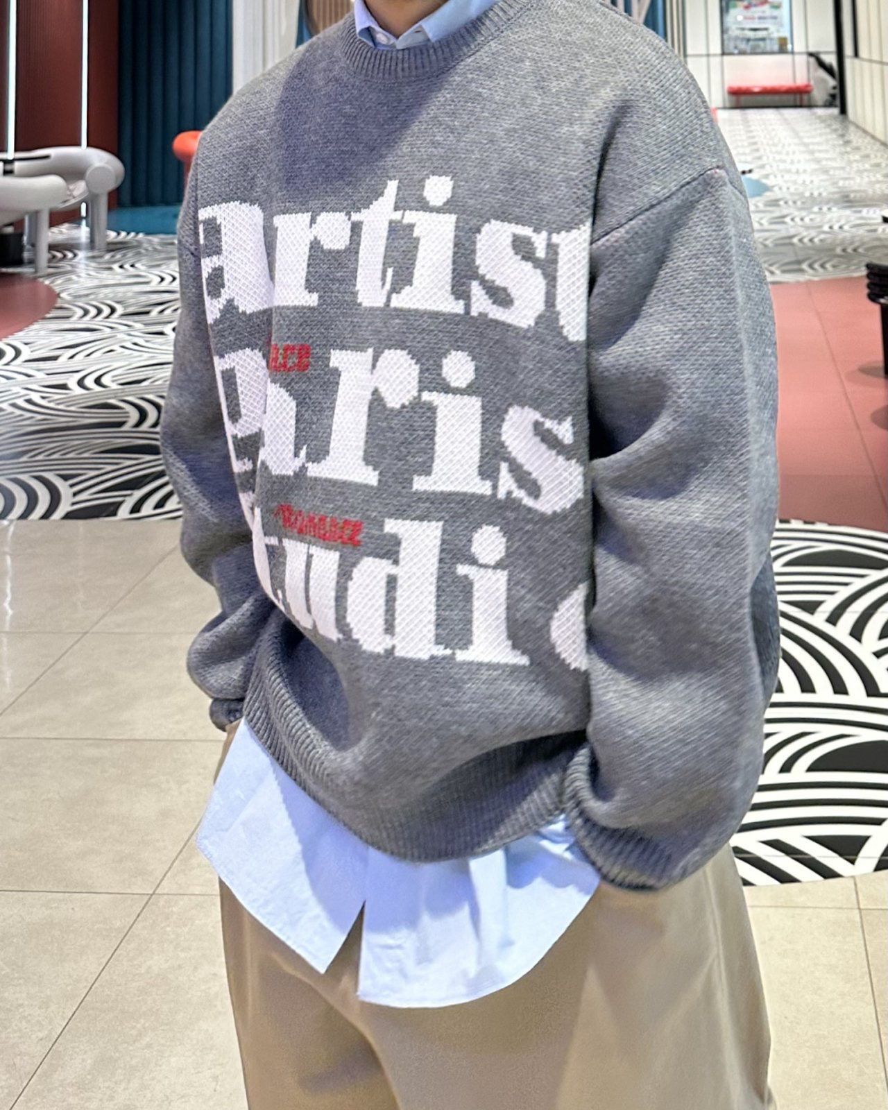 英文字針織衫 40324-037T