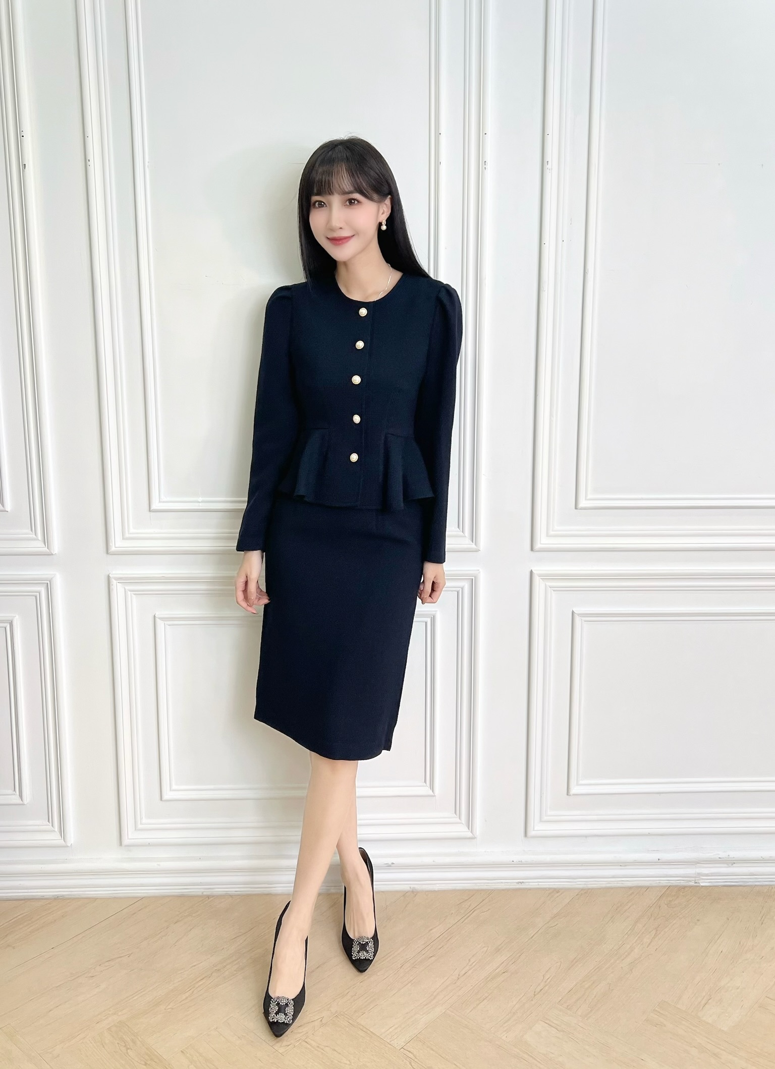 細閃感珍珠腰身套裝