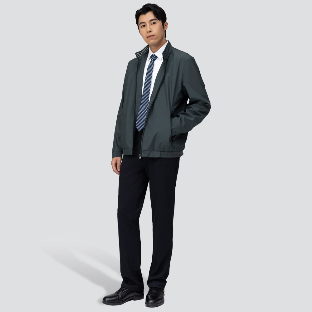 立領防風防潑水外套-灰藍