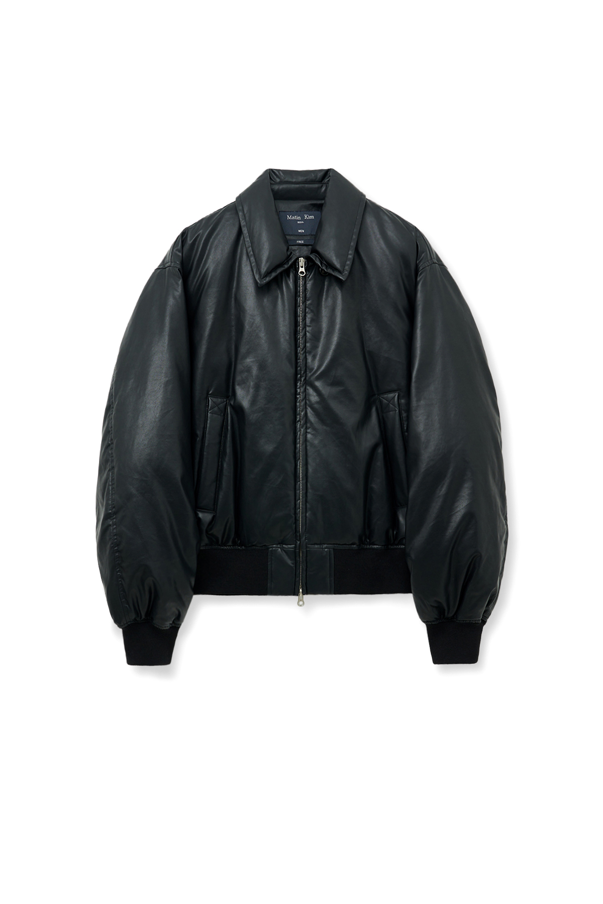 FAUX LEATHER DOWN JUMPER FOR MEN IN BLACK
