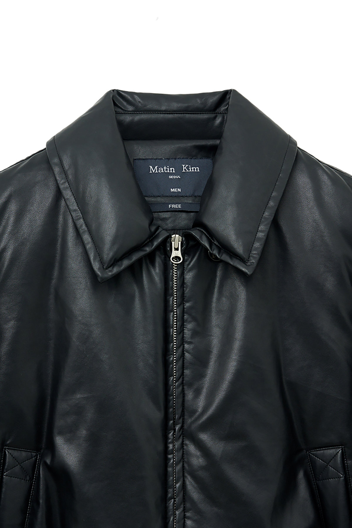 FAUX LEATHER DOWN JUMPER FOR MEN IN BLACK