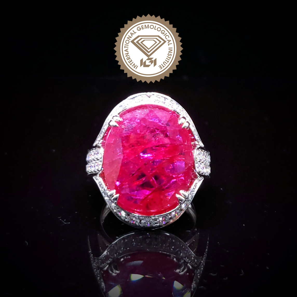 18K White Gold 11.39ct Ruby and Diamond Ring