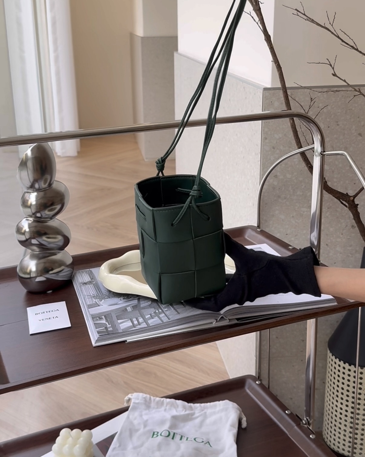 BV｜6格羊皮霧面迷你卡帶包 雨林綠