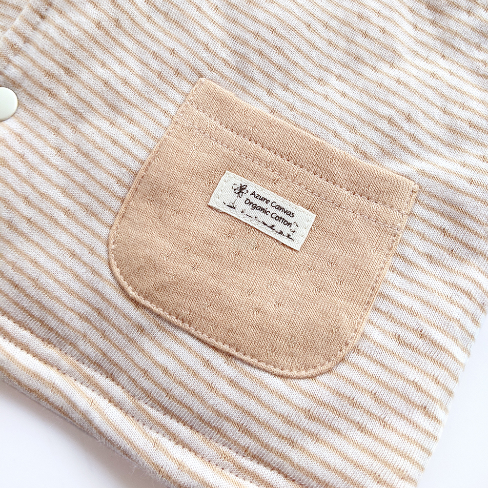 有機棉兒童/幼兒雙層彩鋪棉連帽外套-褐條 | 藍天畫布有機棉