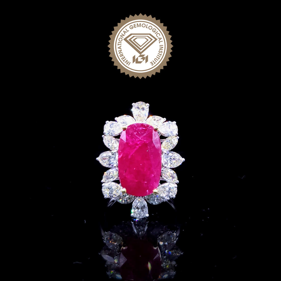 18K Gold 7.26ct Ruby and Diamond Ring