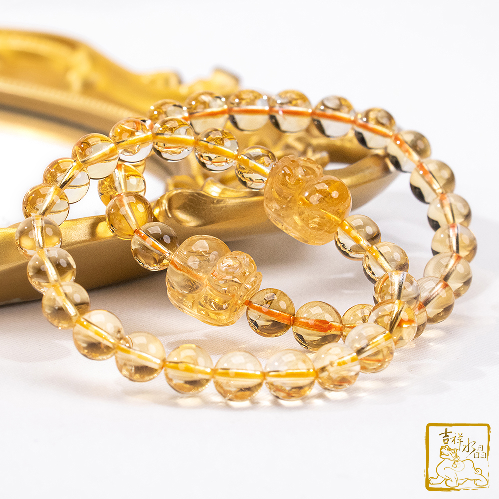 黃水晶貔貅手珠 8mm 催旺財運