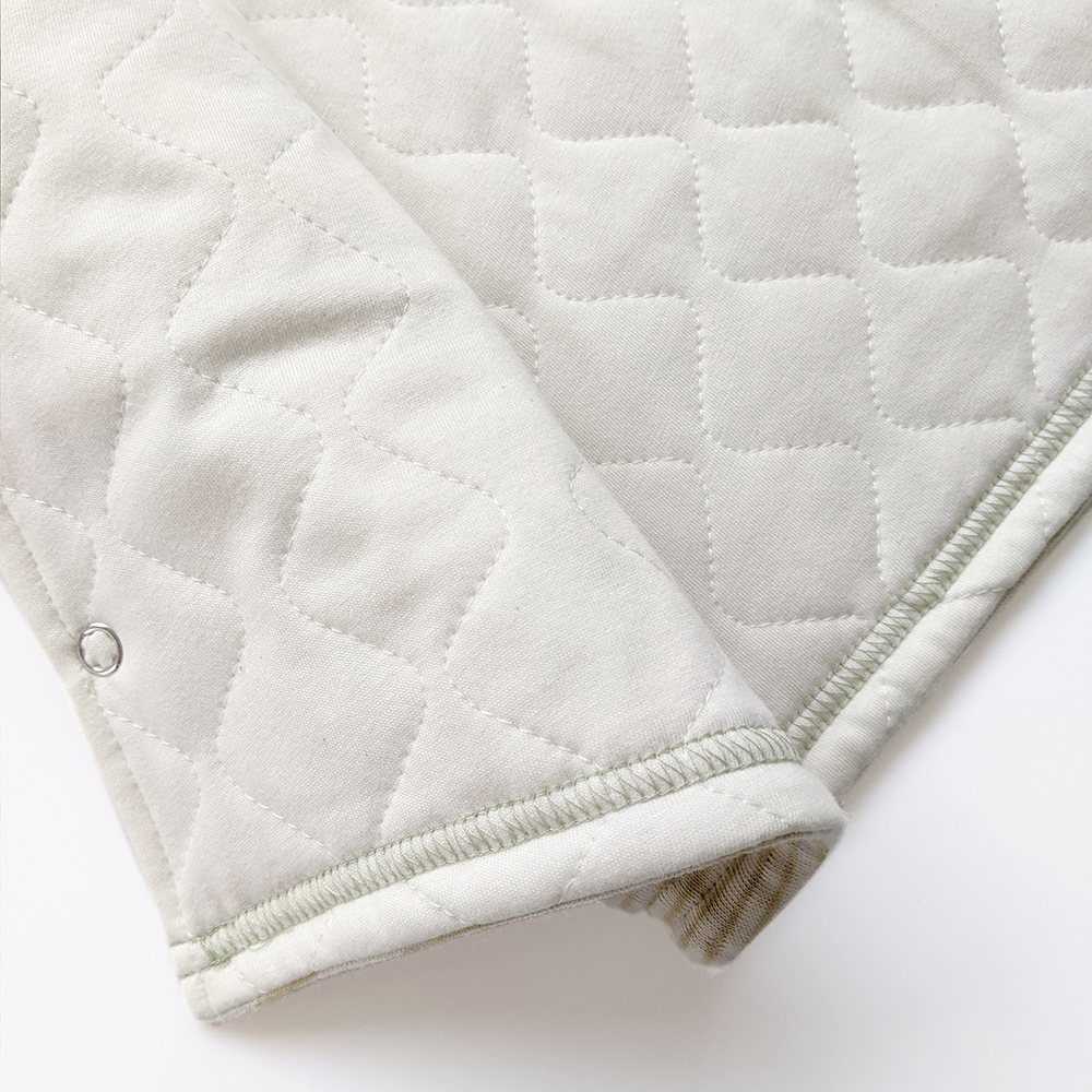 有機棉兒童/幼兒雙層彩鋪棉連帽外套-綠條 | 藍天畫布有機棉