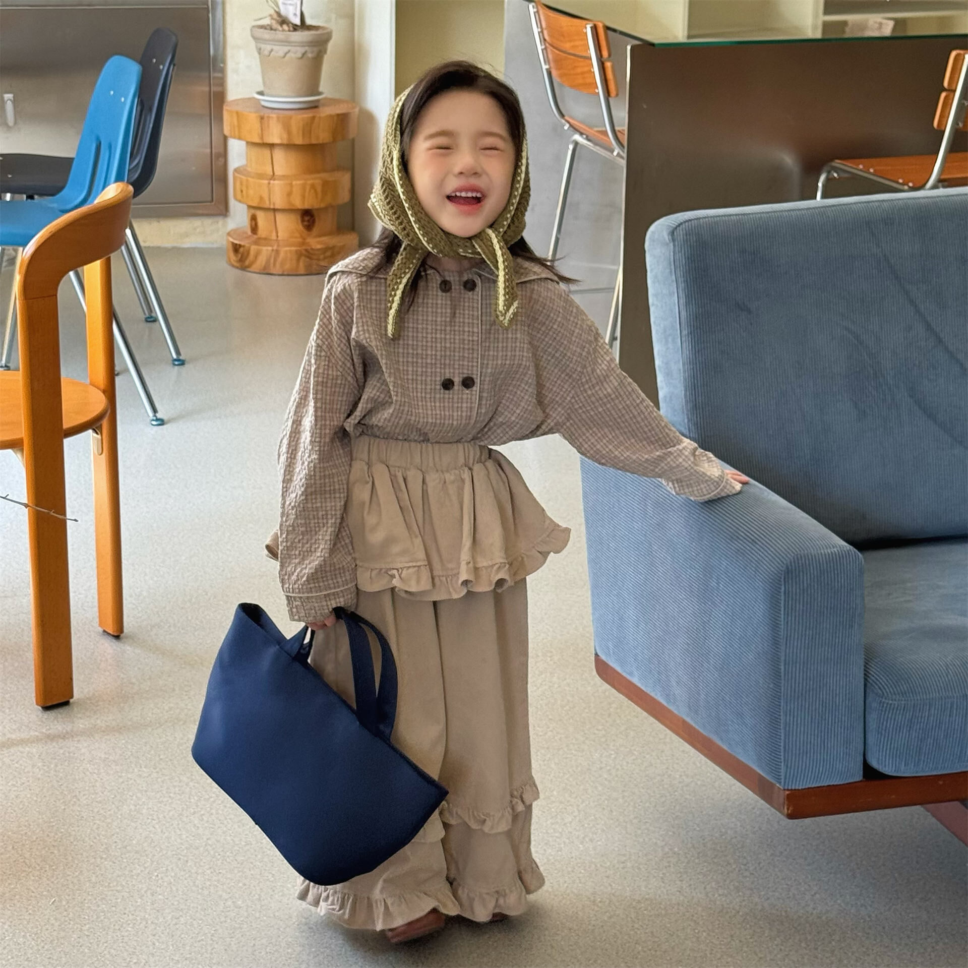 燈芯絨花邊小裙擺寬褲(80-130)