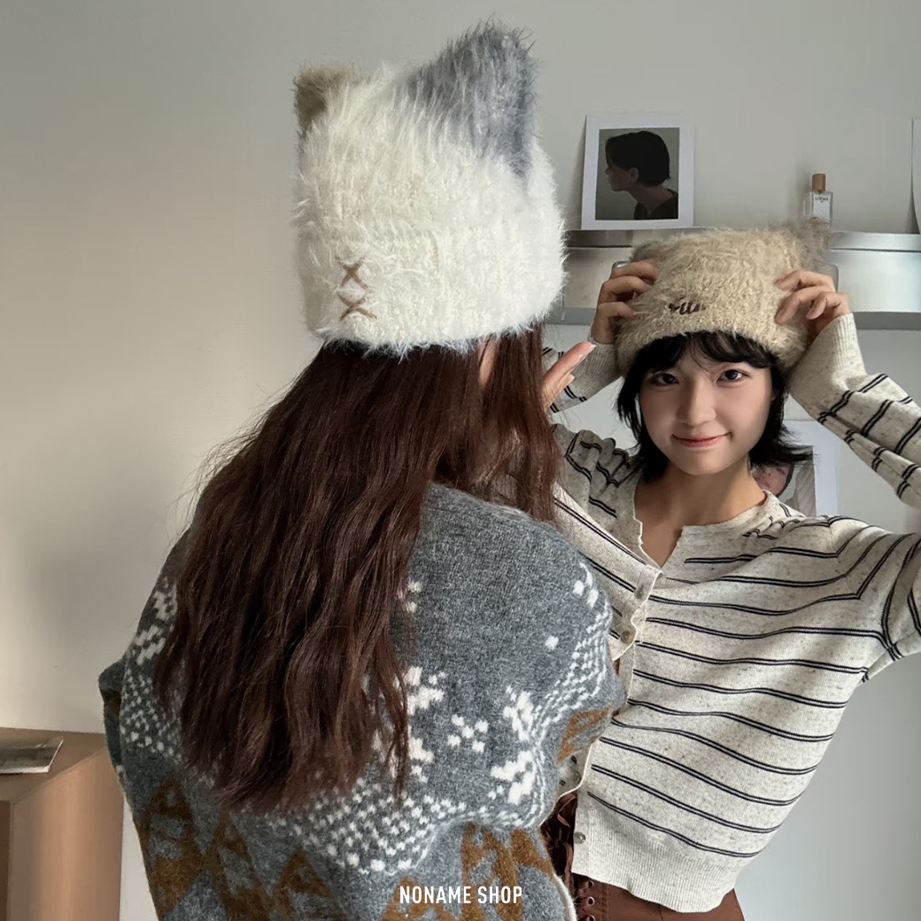 FILA 韓系 保暖 羊毛 毛毛 貓耳帽 趙露思同款 六色