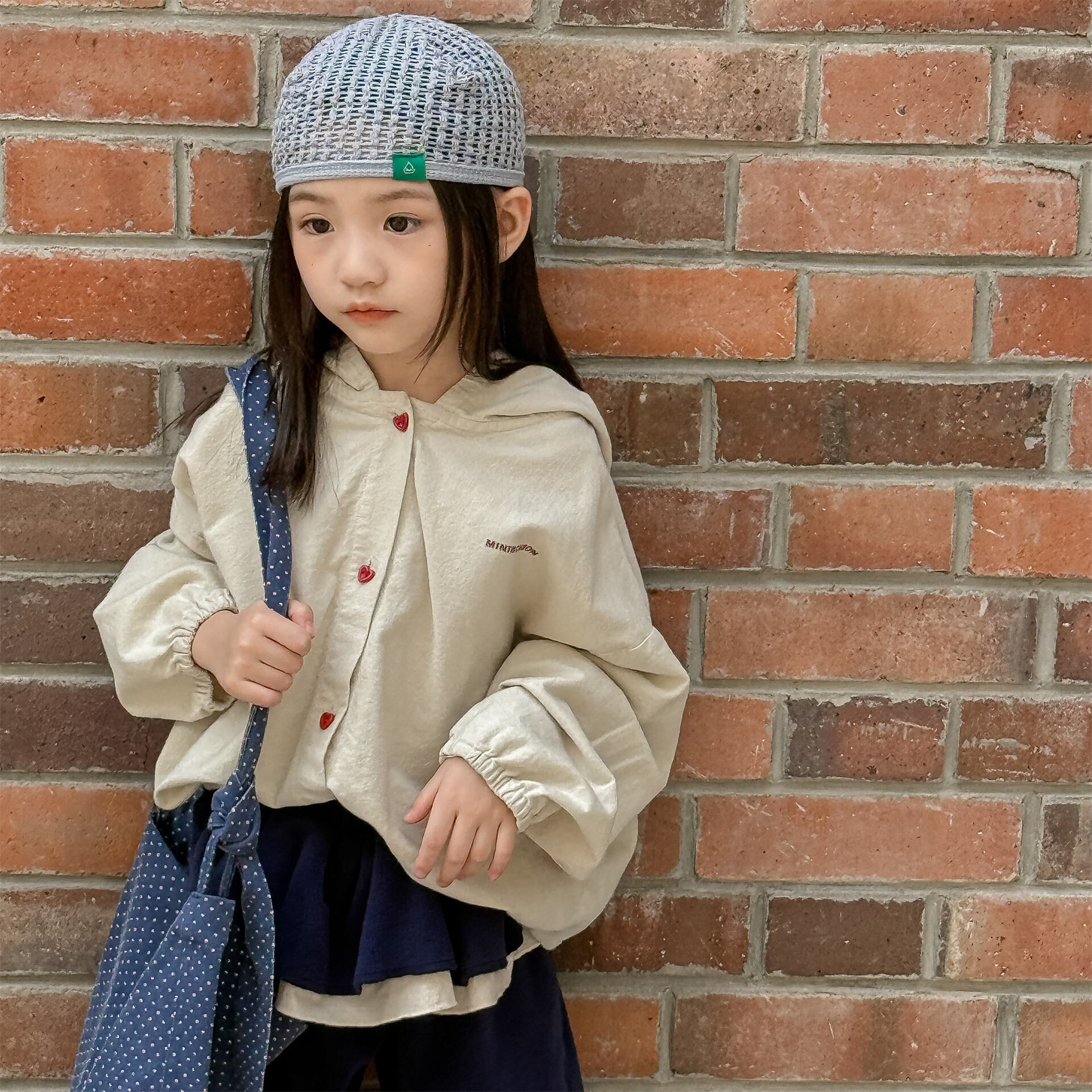 愛心扣蓬袖連帽外套(80-130)