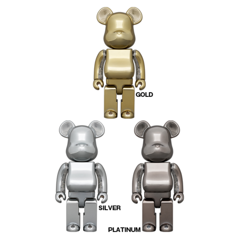 BE@RBRICK AUDIO 藍芽喇叭 Portable Bluetooth Speaker *CHROME* GOLD／SILVER／PLATINUM 400％ BE@RBRICK