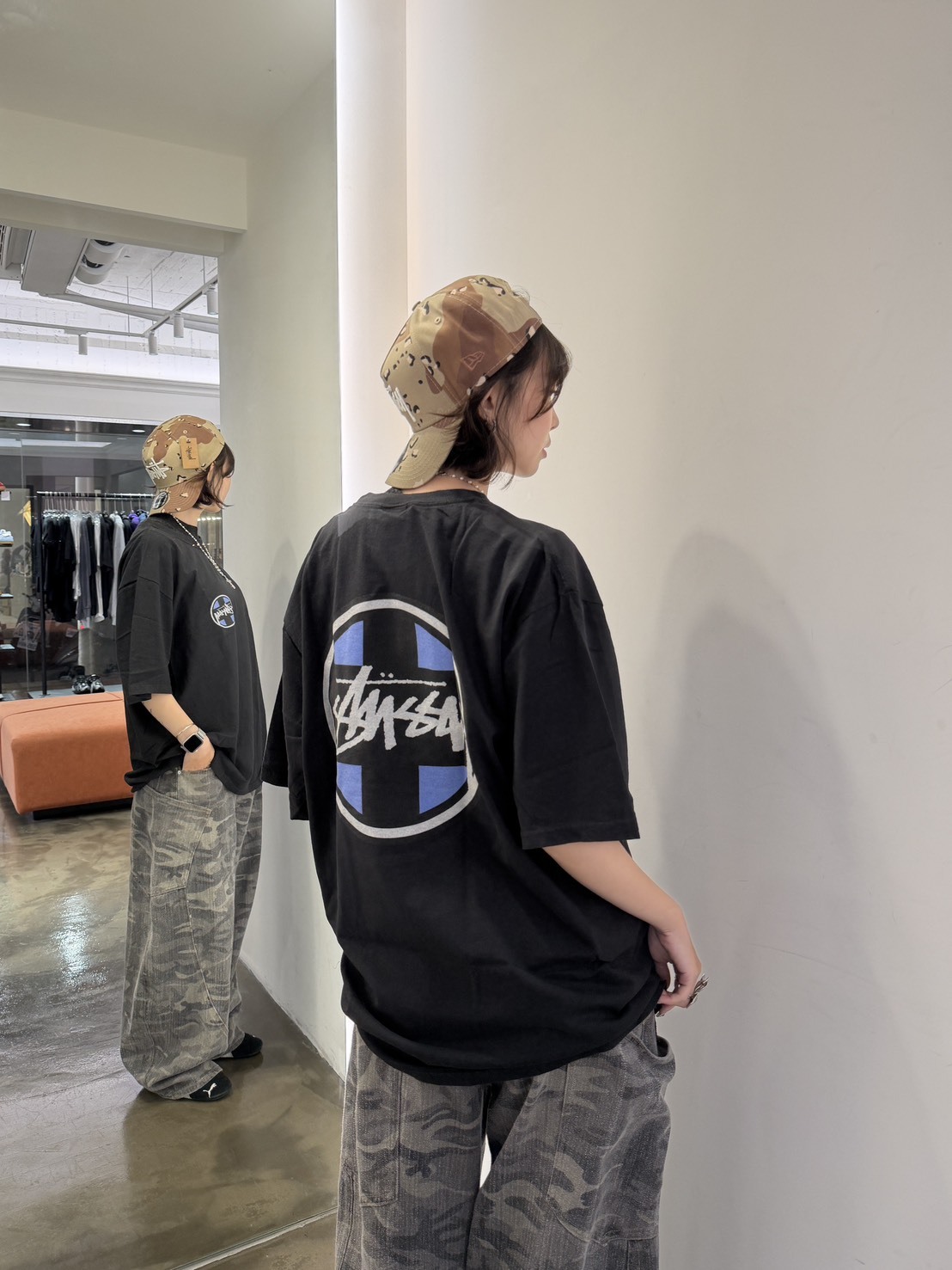 STUSSY CROSS DOT TEE PIGMENT DYED 十字 交叉點 水洗 短T