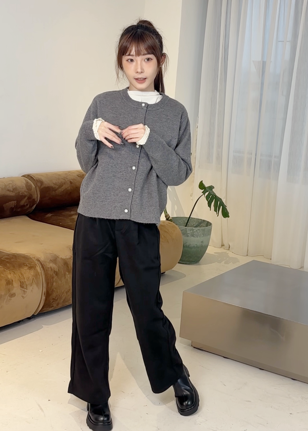 |現+預|秋冬小個子毛呢高腰質感顯瘦寬褲(3色)(九分款/長款)(XXS-L)