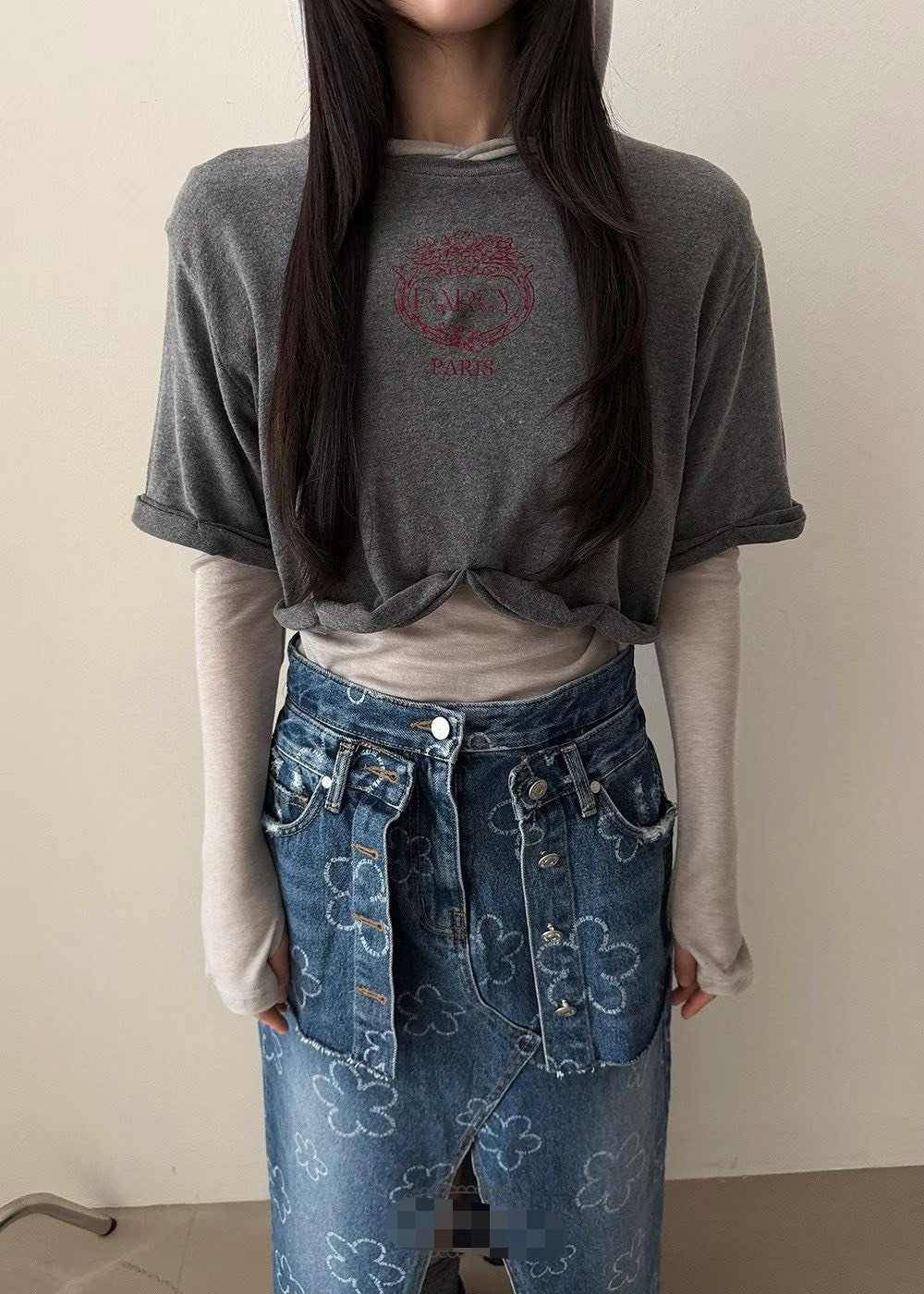 PARTY連帽假兩件T