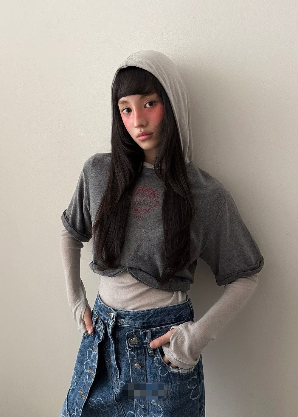 PARTY連帽假兩件T