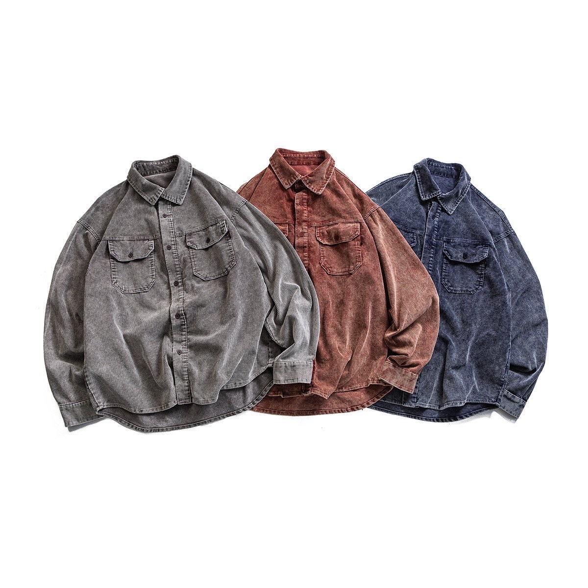 洗舊燈芯絨口袋襯衫