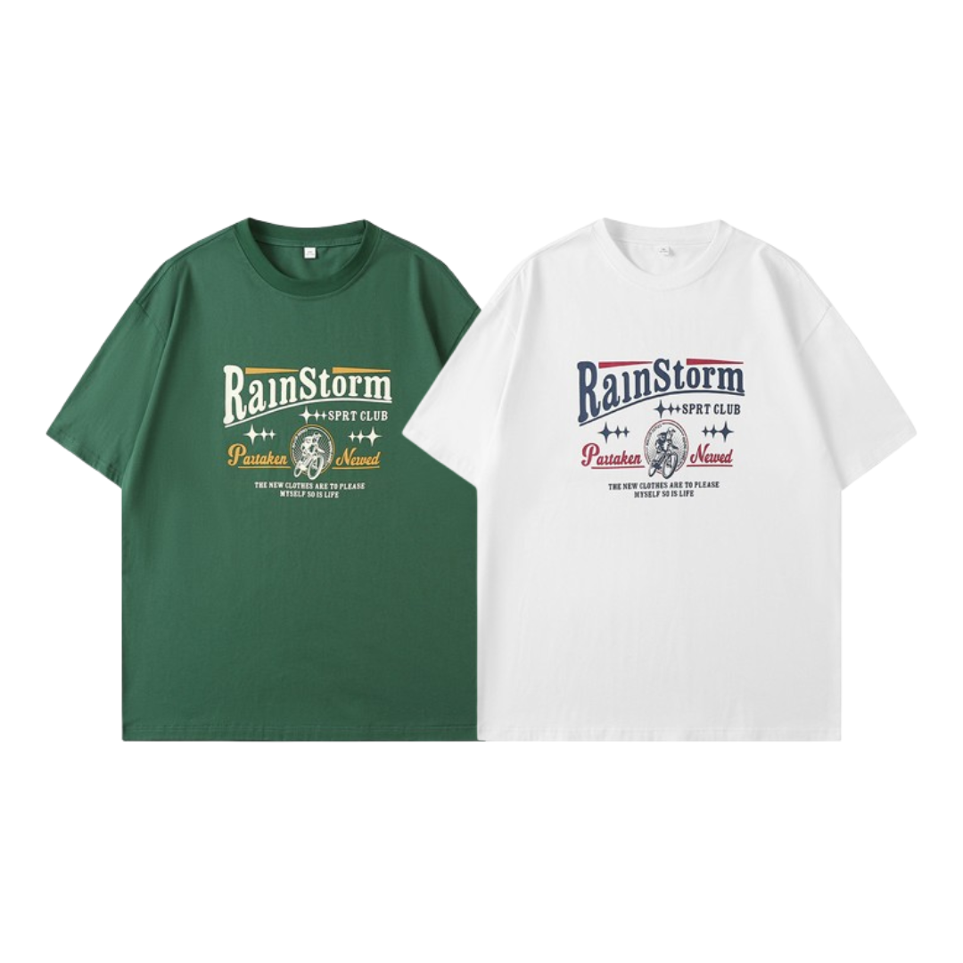 美式復古印花寬鬆短袖 L1952