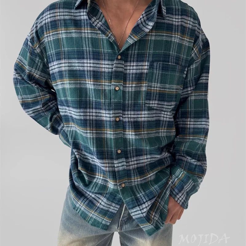 OverSize格仔長袖恤衫 S2453