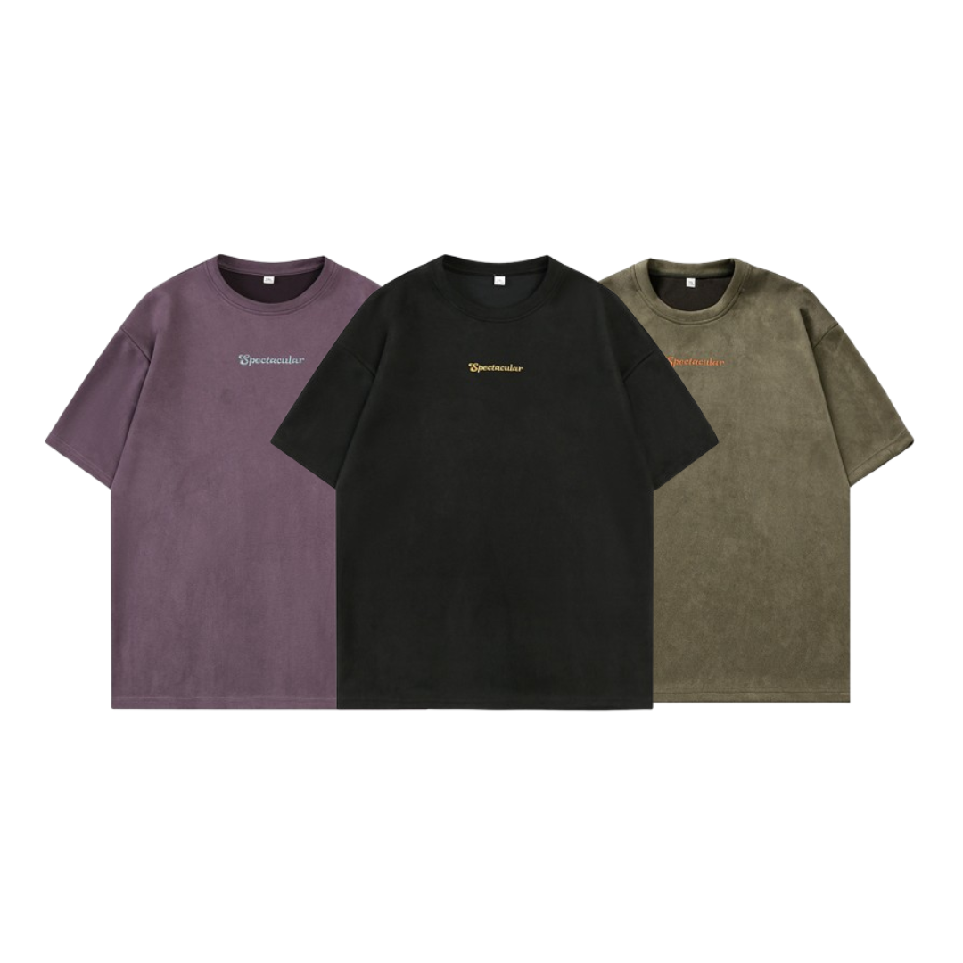 撞色印花麂皮絨短袖 MT7212