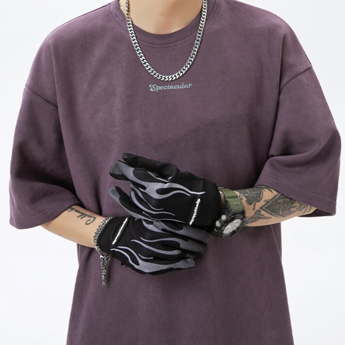 撞色印花麂皮絨短袖 MT7212