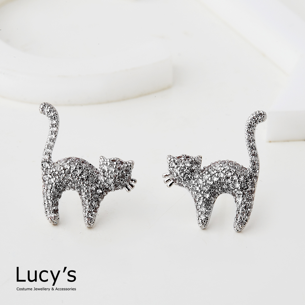 閃鑽貓 耳環 (126175)