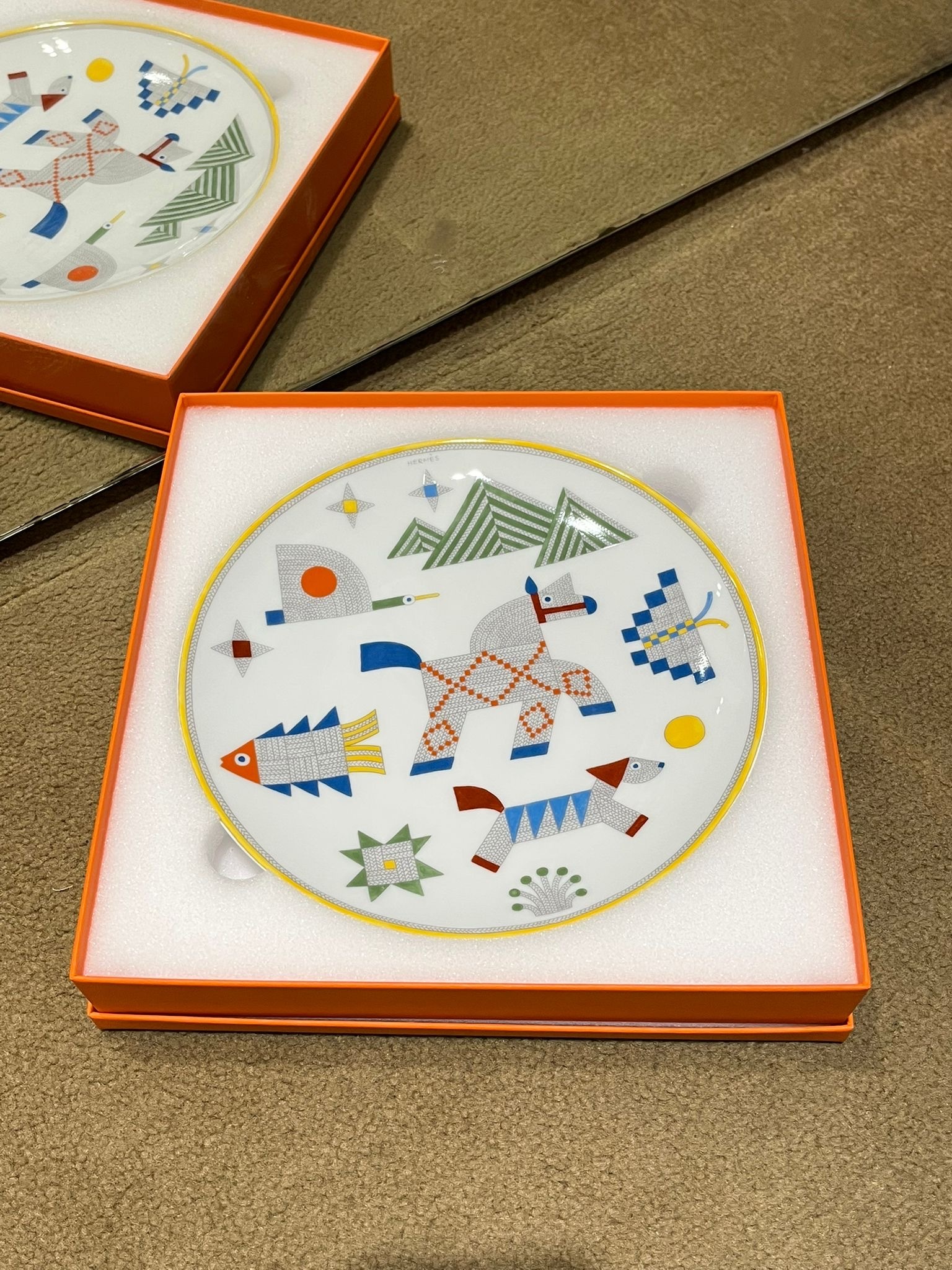 Animaux Nattes dessert plate 21x2.5cm