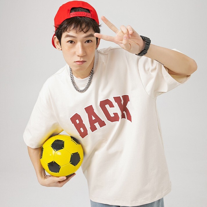 復古發泡字母短袖 K1781