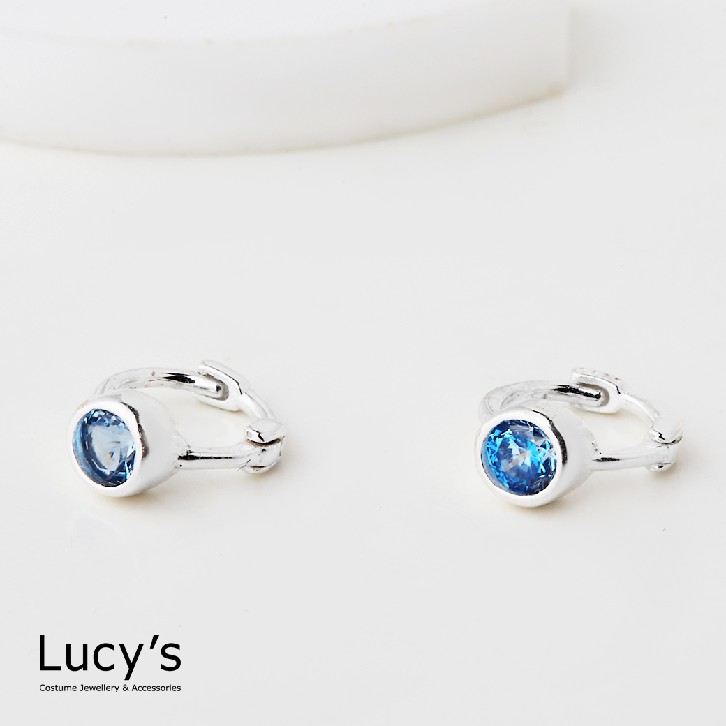 925純銀 藍韻極小圈 易扣耳環 (125633)