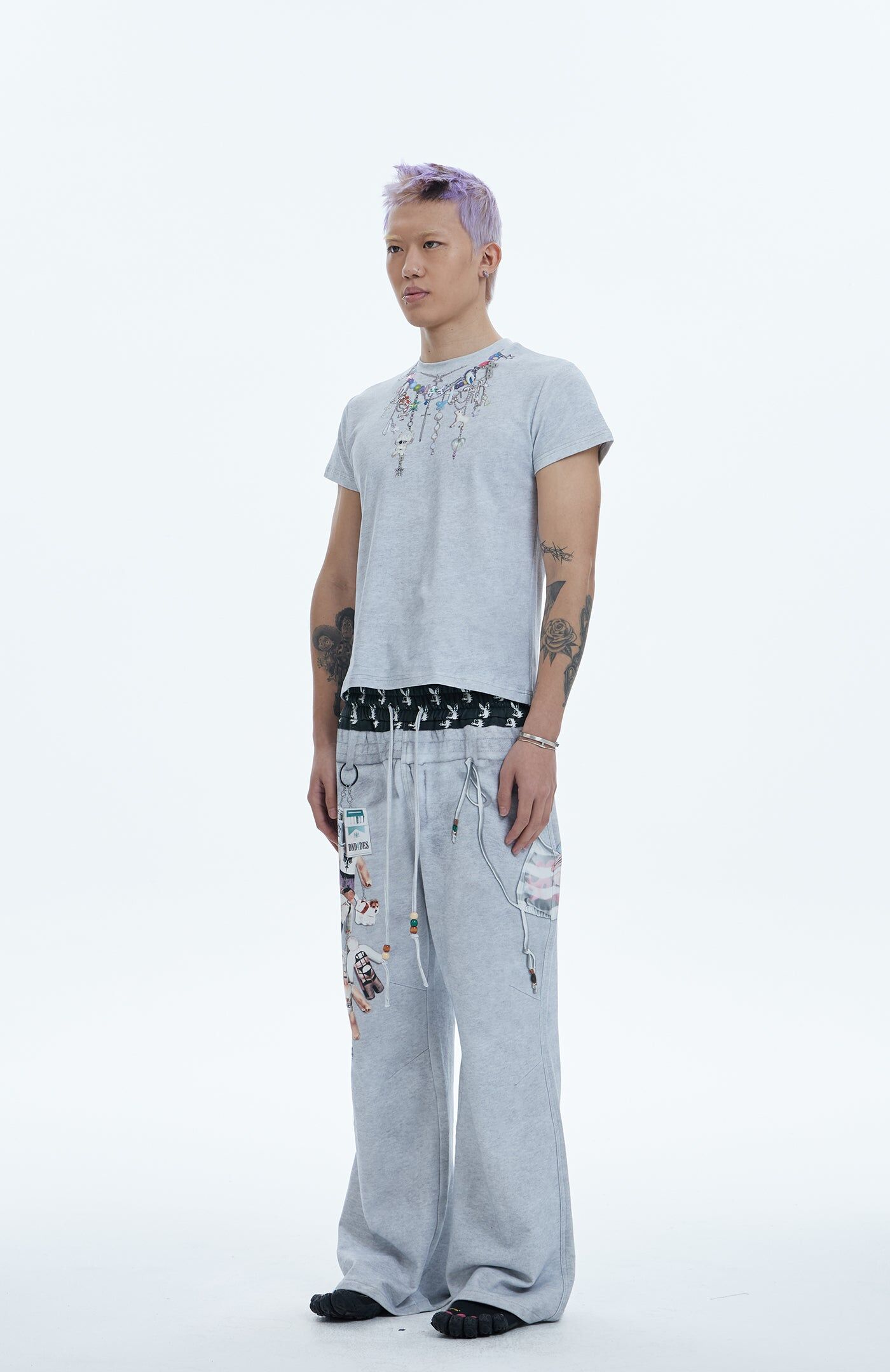 DND4DES Bikini&Doll Charm Graphic Cotton Baggy Pants 滿印 吊墜 印花 雙腰 棉褲