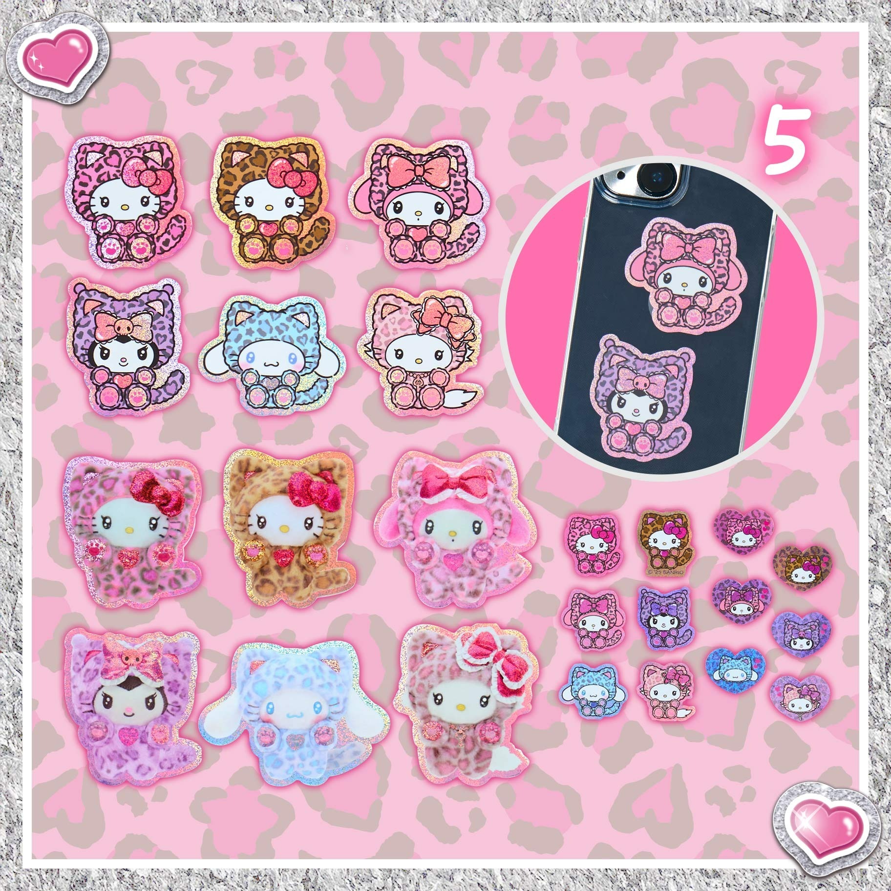 日本 Sanrio 豹紋服飾系列 貼紙套裝 (24入)