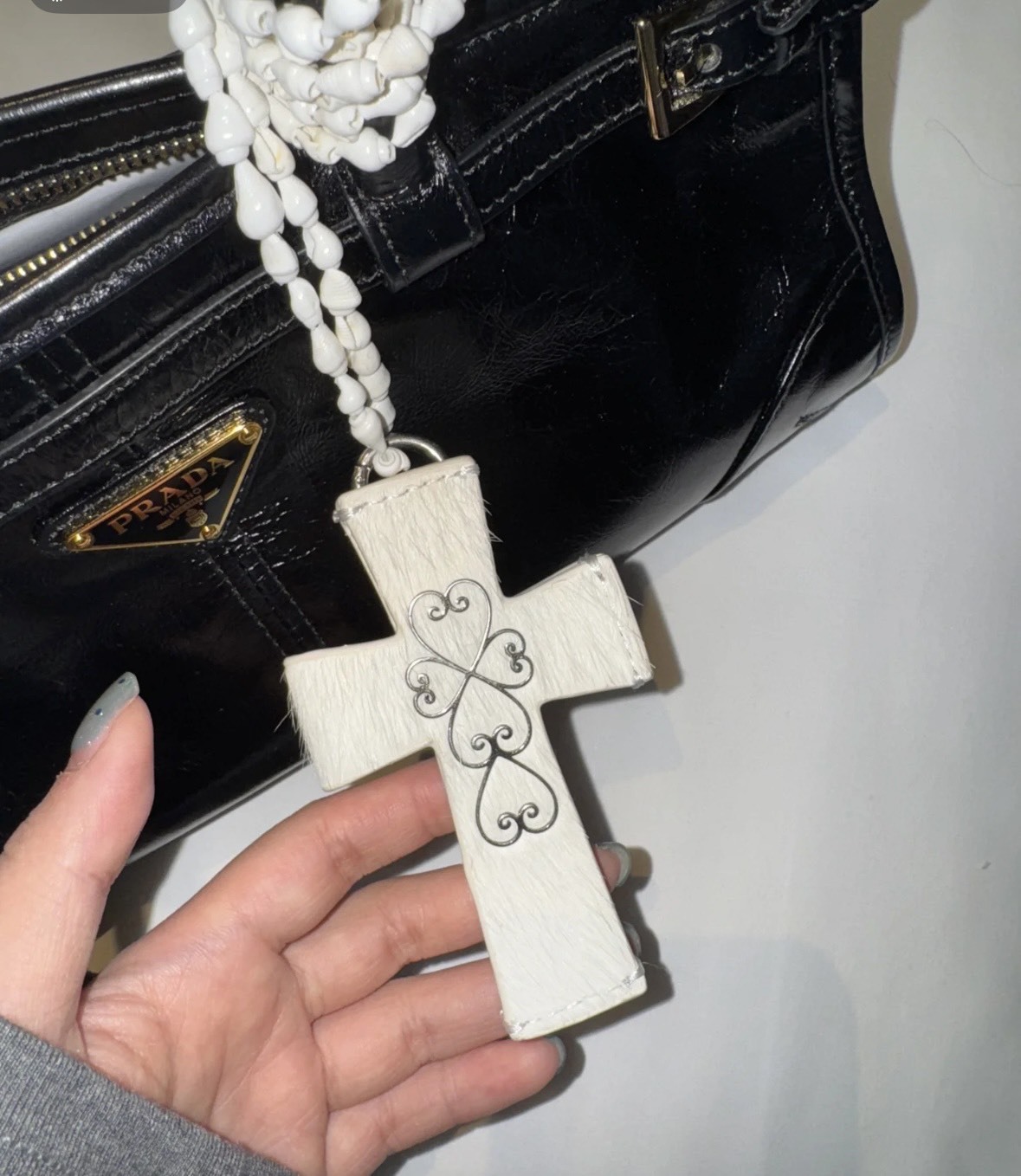 SCULPTOR Cross Hair On Strap Wallet 十字愛心掛脖卡夾皮革卡夾卡夾掛鍊