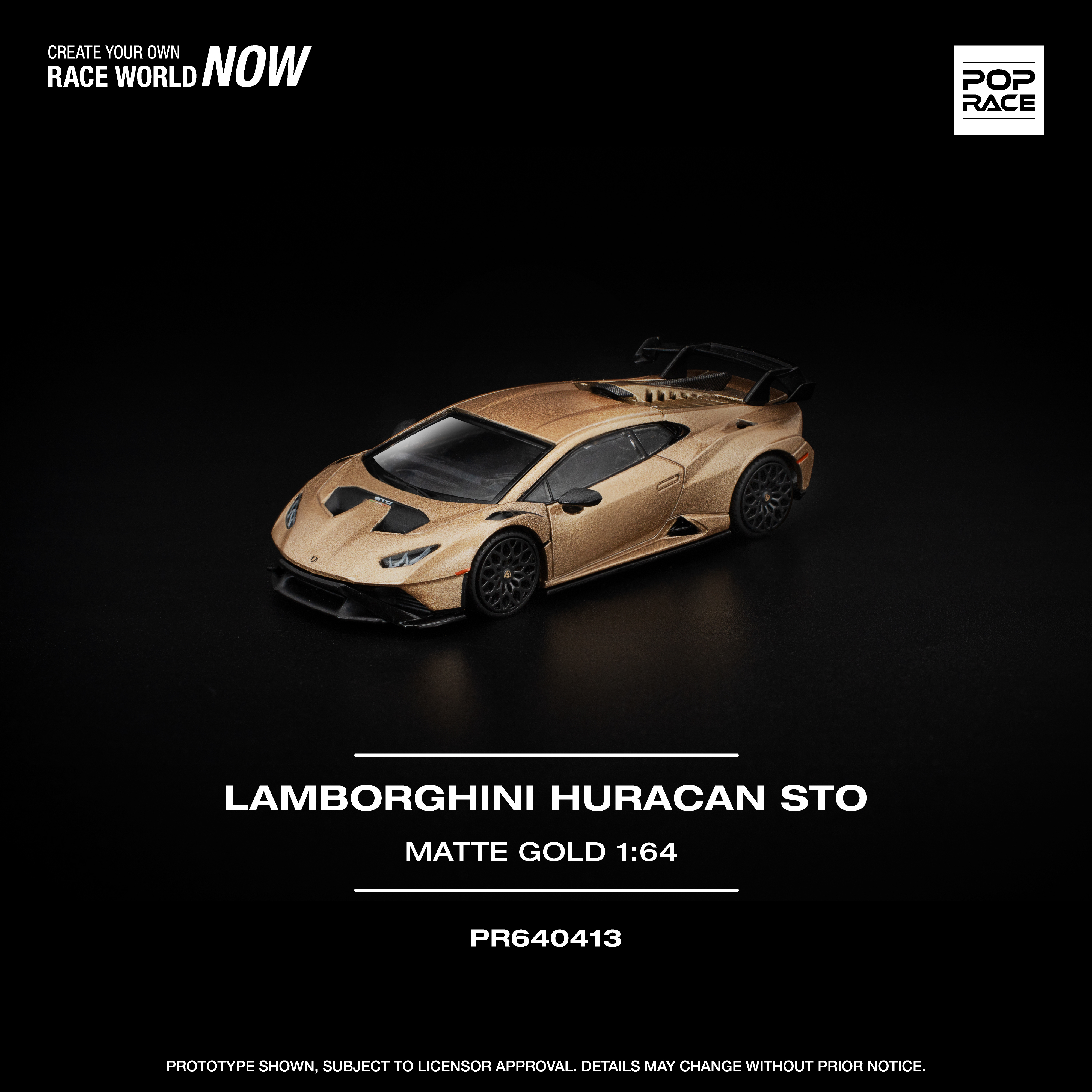 [預訂] POPRACE 1/64 林寶堅尼 Lamborghini Huracán STO 啞光金色