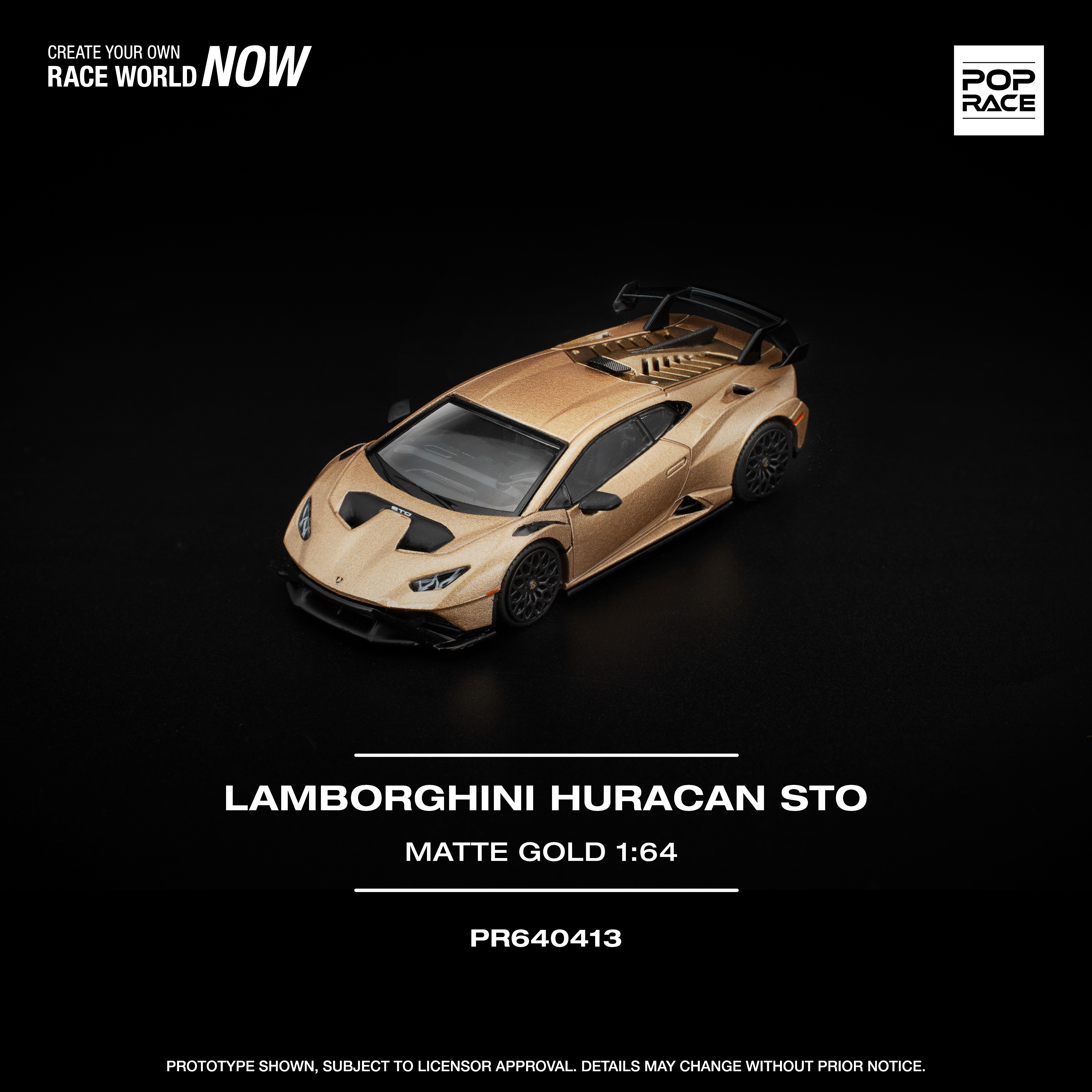 [預訂] POPRACE 1/64 林寶堅尼 Lamborghini Huracán STO 啞光金色