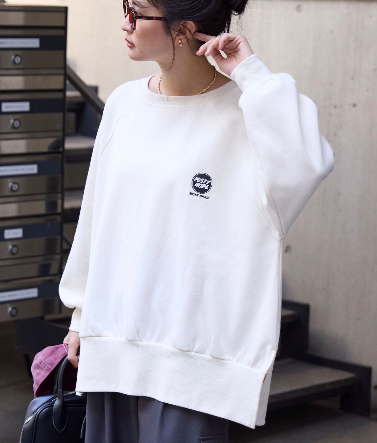 【預購】JN110604 MONO MART 大學標誌刺繡抓絨衛衣