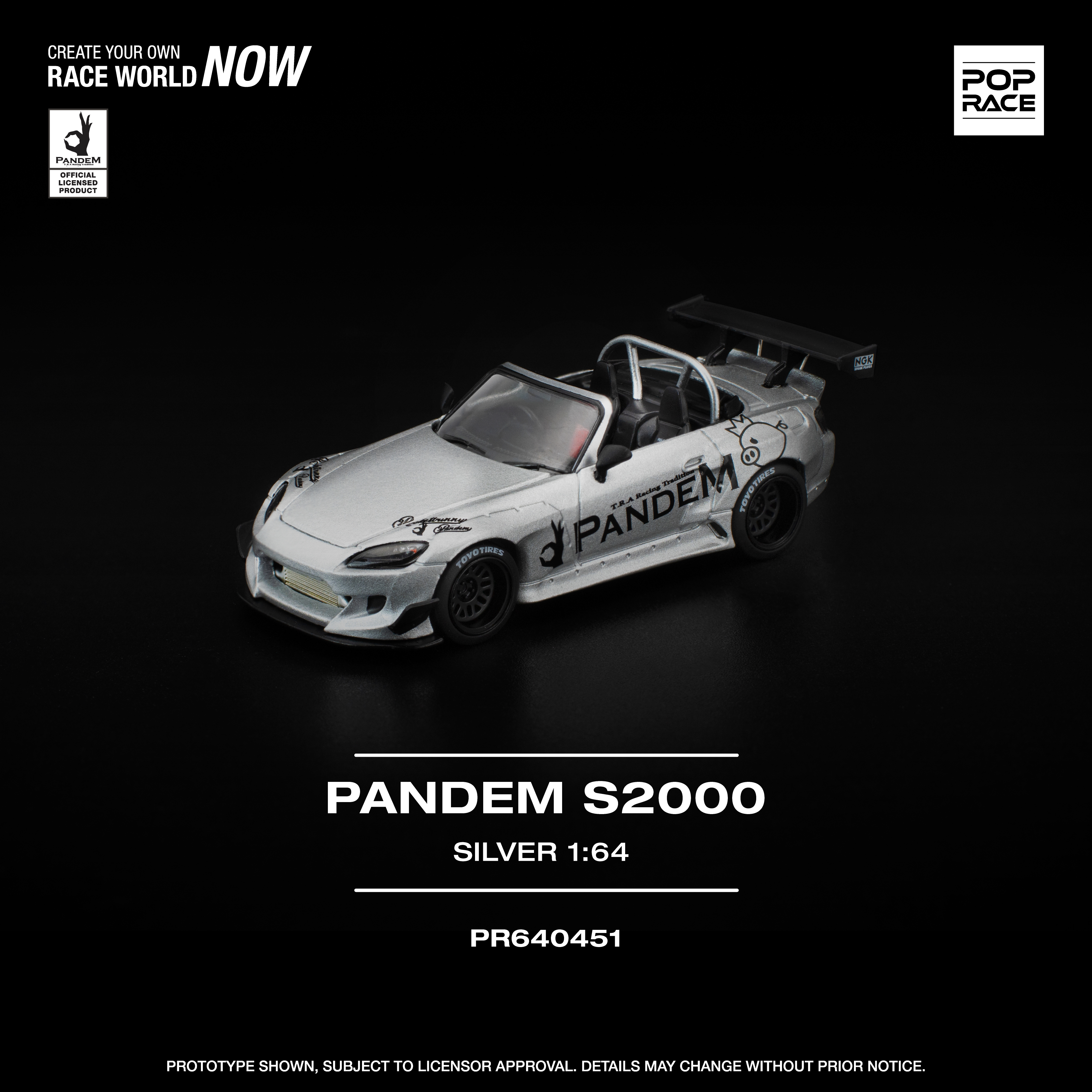 [預訂] POPRACE 1/64 PANDEM 本田 S2000 銀色