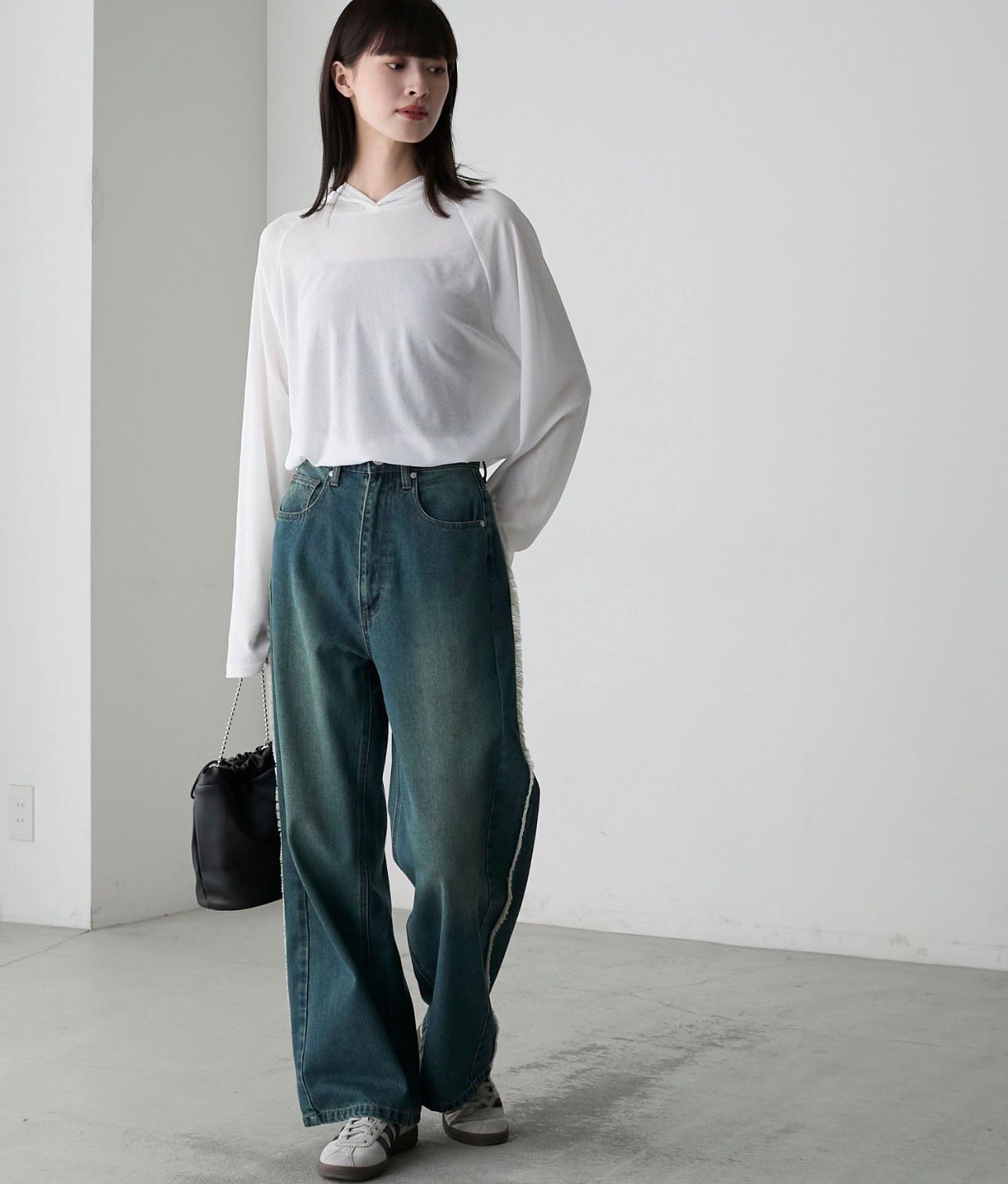 【預購】JN110606 forksy. 薄紗連帽長袖上衣(FREE SIZE)