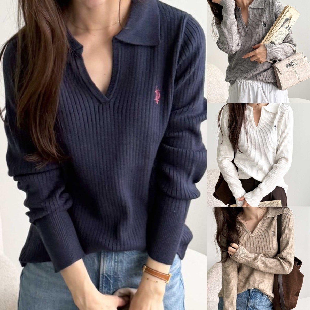 預購┃U.S. POLO ASSN. 刺繡 羅紋 套頭 針織 長袖 毛衣 POLO衫