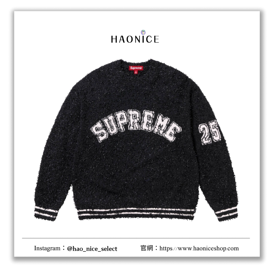 【HAO NICE 】100%美國正品🇺🇸  SUPREME TEXTURED ARC SWEATER 27 25SS 弧形logo毛絨舒適度🈵🈵 美式毛衣
