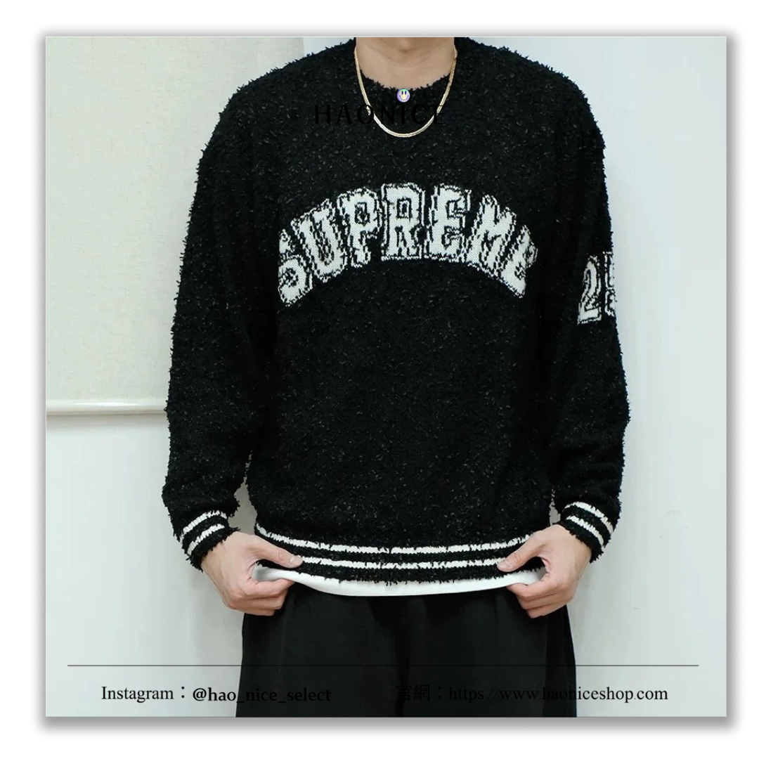 【HAO NICE 】100%美國正品🇺🇸  SUPREME TEXTURED ARC SWEATER 27 25SS 弧形logo毛絨舒適度🈵🈵 美式毛衣