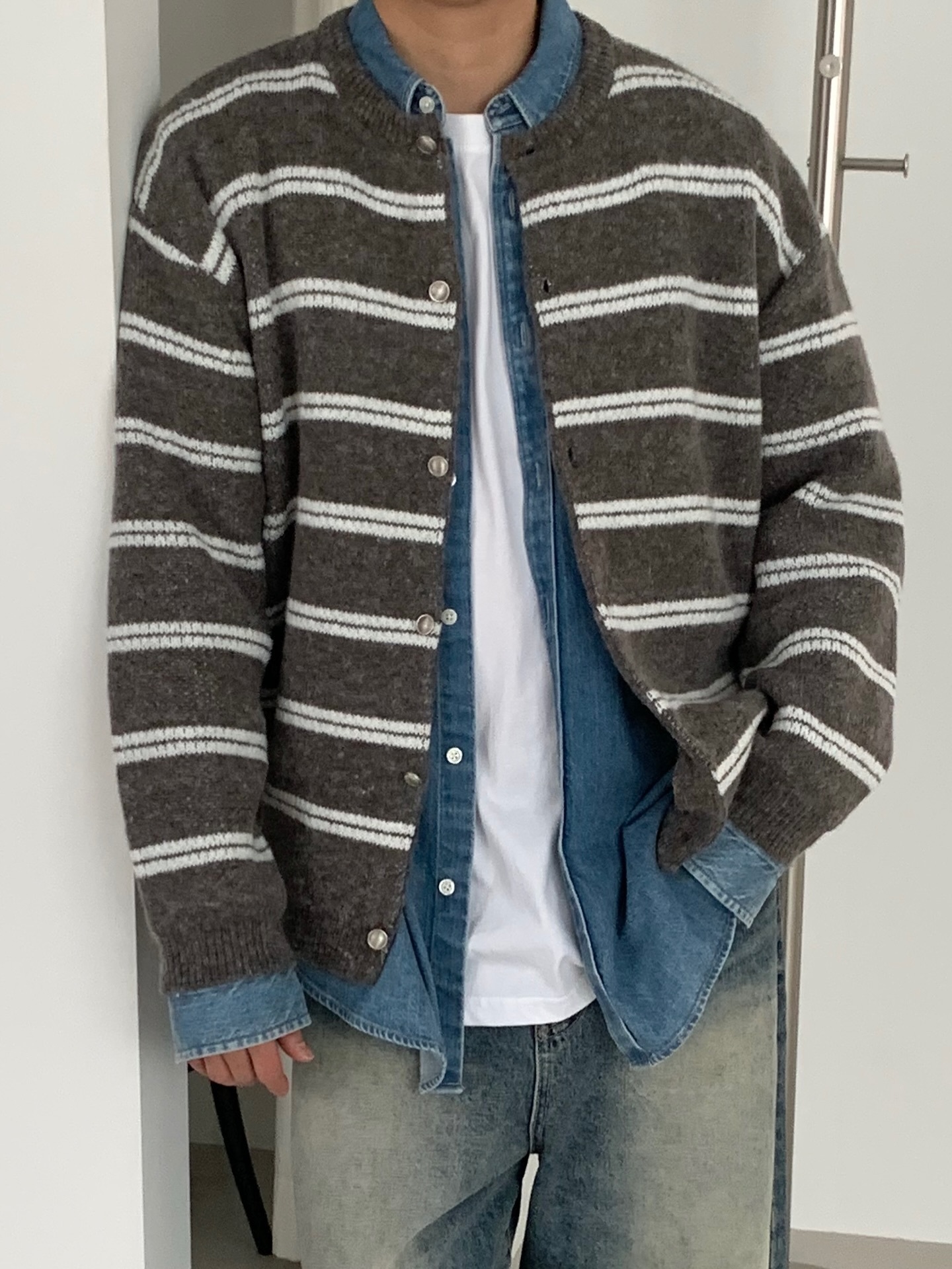 MIU青春條紋開襟衫