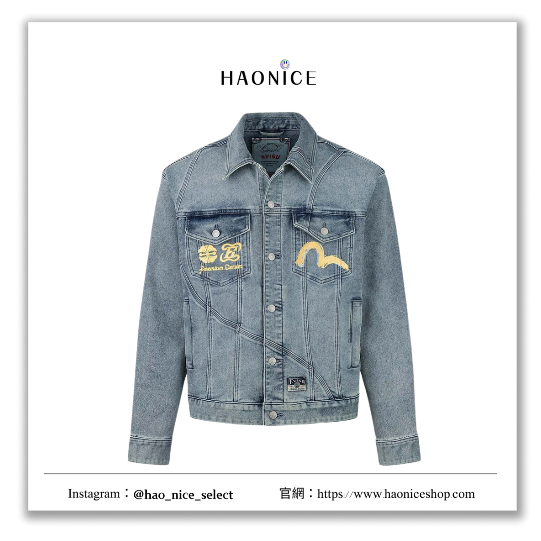 【HAO NICE 】100%日本正品🇰🇷 EVISU福神 25FW 秋冬新款 後背金色大M印花 牛仔外套🔥