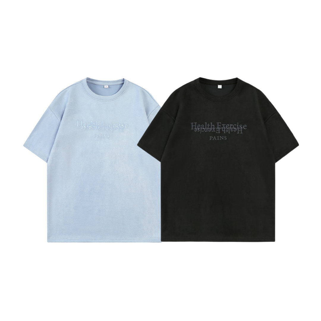 美式麂皮絨刺繡短袖 L1895