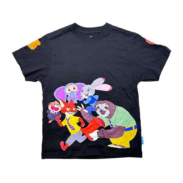 動物方城市 Zootopia 經典角色 跑步 圖案 黑色 上衣 短T -香港迪士尼樂園