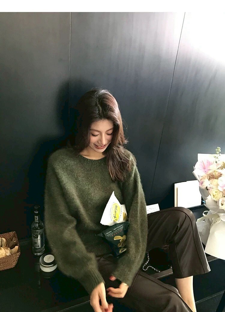 顯白色系毛海感針織上衣毛衣-F / 2色 (Elegant & Love)