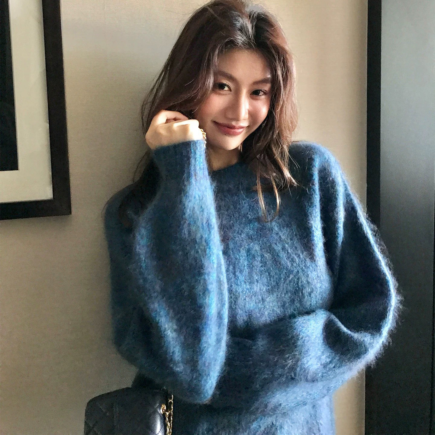 顯白色系毛海感針織上衣毛衣-F / 2色 (Elegant & Love)