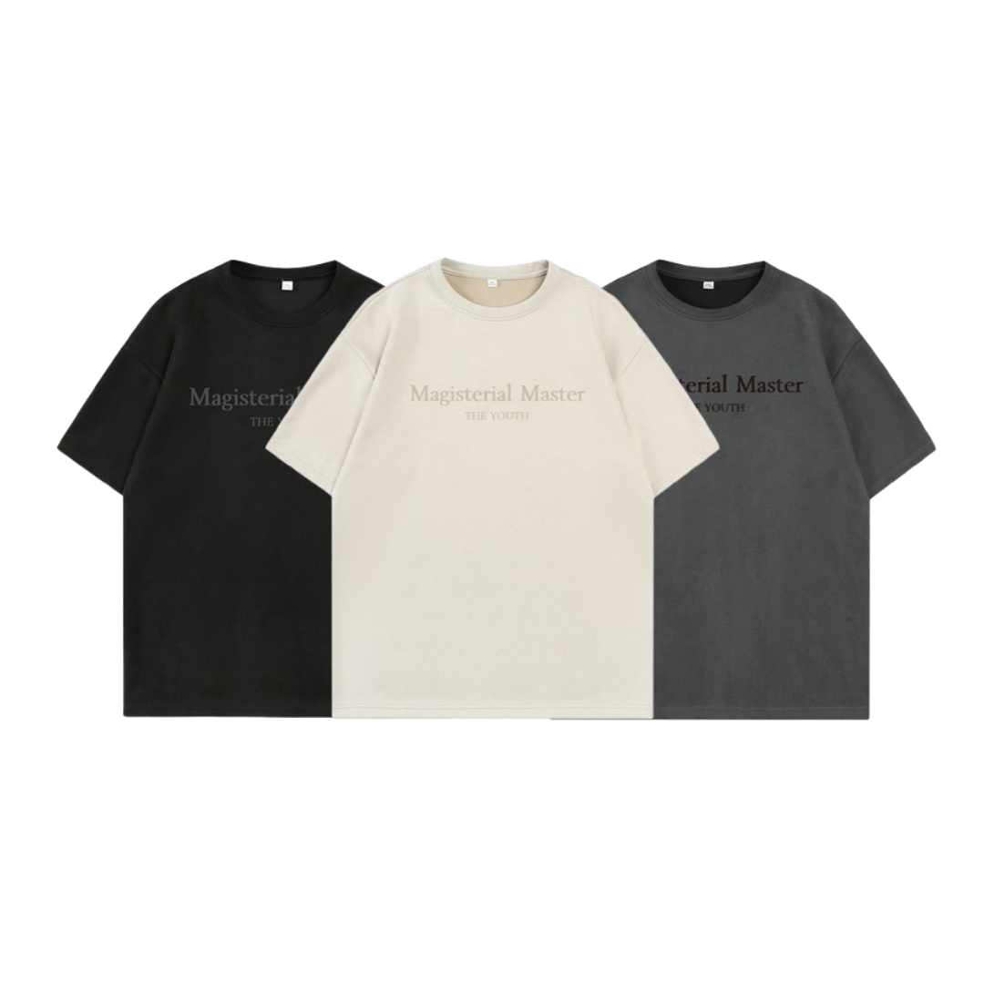 寬鬆字母印花麂皮絨短袖 MT7207