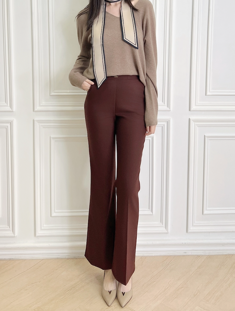 腰間金釦長腿西褲(秋款)