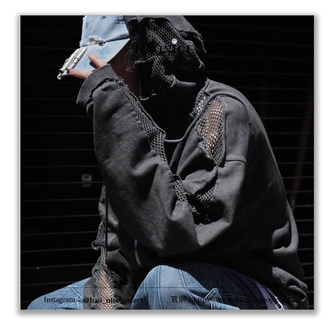 【HAO NICE 】100%韓國正品🇰🇷 Thug Club 韓國小眾品牌  鏤空拼接水洗做舊風 金屬LOGO 長袖 拉鍊外套🔥